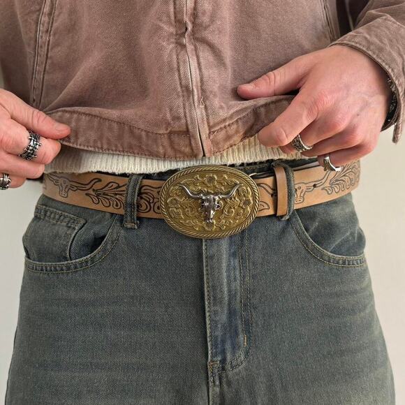 y2k classy brown american western cowboy boho belt - Picture 6 of 7